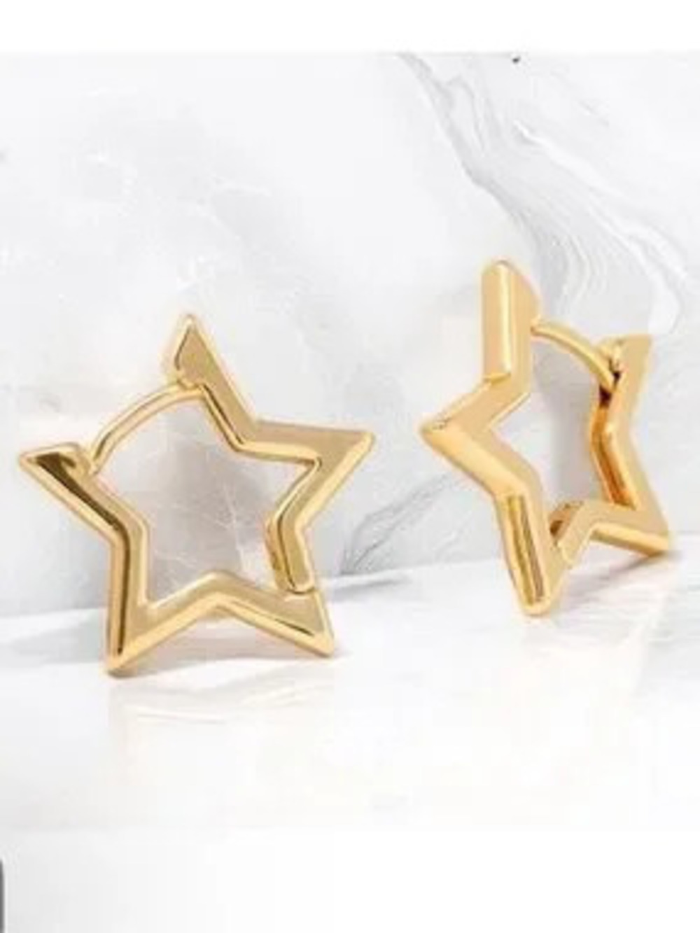 925 Silver & Gold Plated Star Hoop Earrings - Women's Fashion Jewelry